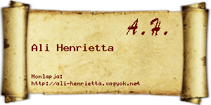 Ali Henrietta névjegykártya